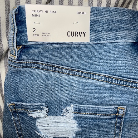 NWT AE Curvy Hi-Rise Denim Mini Skirt - Picture 5 of 9